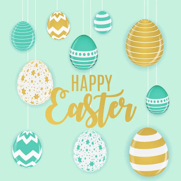 Happy Easter Cute Background with Eggs. Vector Illustration — Stock Vector