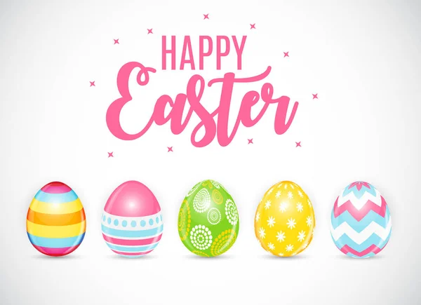 Happy Easter Cute Background with Eggs. Vector Illustration — Stock Vector