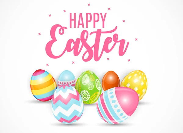 Happy Easter Cute Background with Eggs. Vector Illustration — Stock Vector