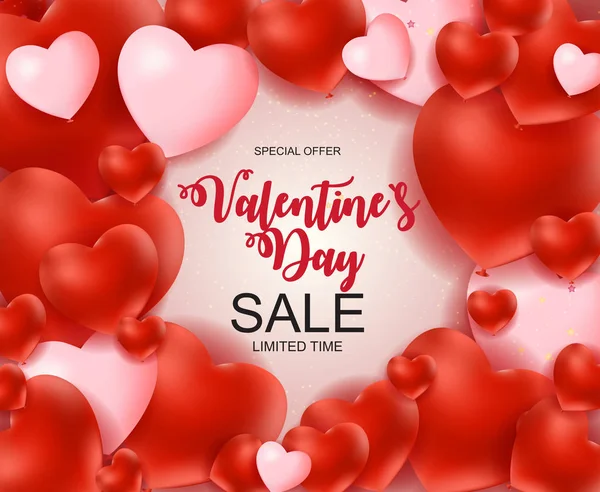 Valentines Day Sale, Discont Card. Vector Illustration — Stock Vector