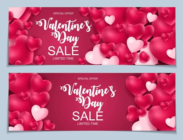 Venta de San Valentín, Tarjeta Discont. Ilustración vectorial — Vector de stock