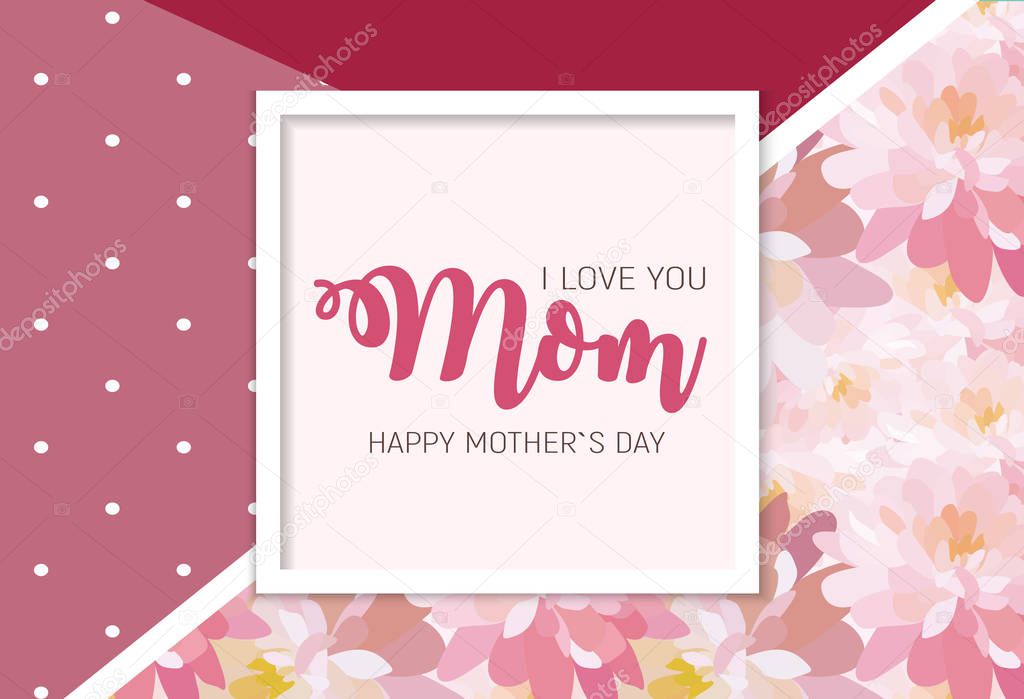 Happy Mother s Day Cute Sale Background with Flowers. Vector Illustration