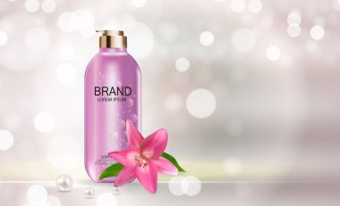 Tasarım kozmetik ürün şablonu reklamlar veya dergi arka plan için. 3D gerçekçi vektör Iillustration