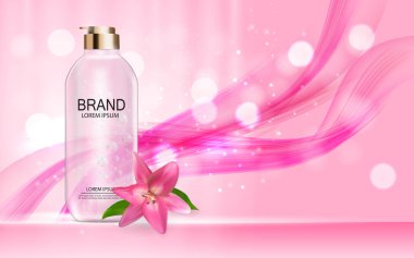 Tasarım kozmetik ürün şablonu reklamlar veya dergi arka plan için. 3D gerçekçi vektör Iillustration