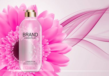 Tasarım kozmetik ürün şablonu reklamlar veya dergi arka plan için. 3D gerçekçi vektör Iillustration