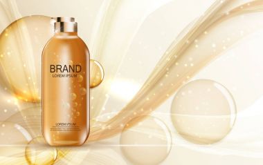 Tasarım kozmetik ürün şablonu reklamlar veya dergi arka plan için. 3D gerçekçi vektör Iillustration