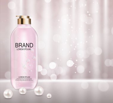Tasarım kozmetik ürün şablonu reklamlar veya dergi arka plan için. 3D gerçekçi vektör Iillustration