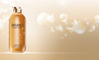 Tasarım kozmetik ürün şablonu reklamlar veya dergi arka plan için. 3D gerçekçi vektör Iillustration