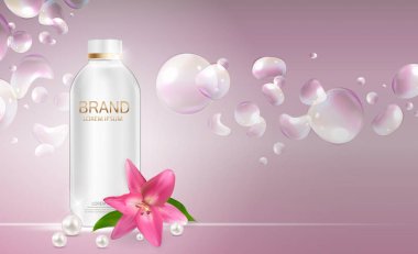 Tasarım kozmetik ürün şablonu reklamlar veya dergi arka plan için. 3D gerçekçi vektör Iillustration