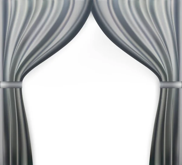 Naturalistic image of Curtain, open curtains Gray color. Vector Illustration. — Stock Vector