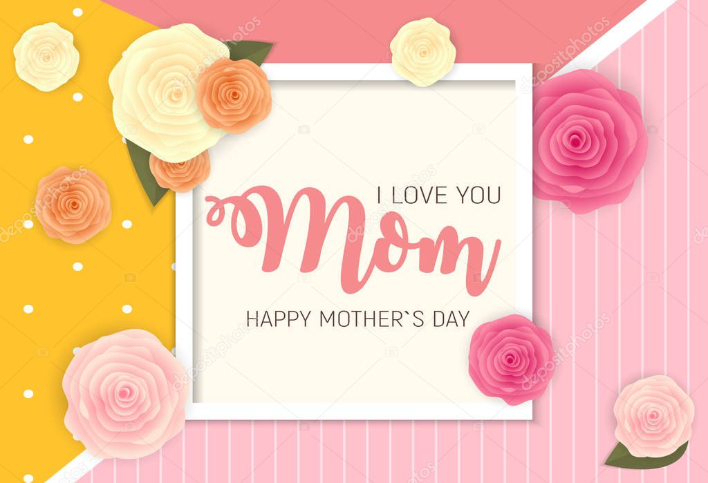 Happy Mother s Day Background with Flowers. Vector Illustration