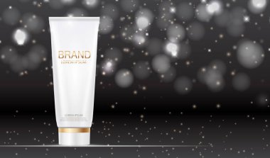 Tasarım kozmetik ürün şablonu reklamlar veya dergi arka plan için. 3D gerçekçi vektör Iillustration