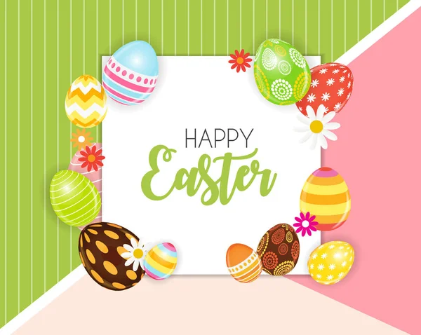 Joyeux fond mignon de Pâques avec des oeufs. Illustration vectorielle EPS10 — Image vectorielle