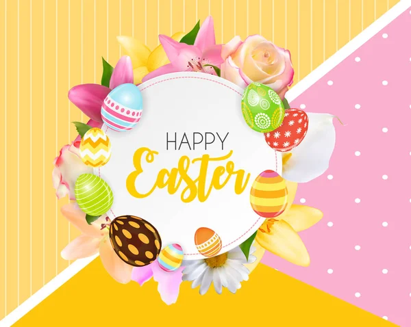 Happy Easter Cute Background with Eggs. Vector Illustration EPS10