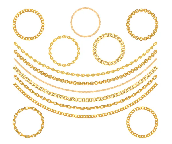 Gioielli catena d'oro su sfondo bianco. Illustrazione vettoriale — Vettoriale Stock