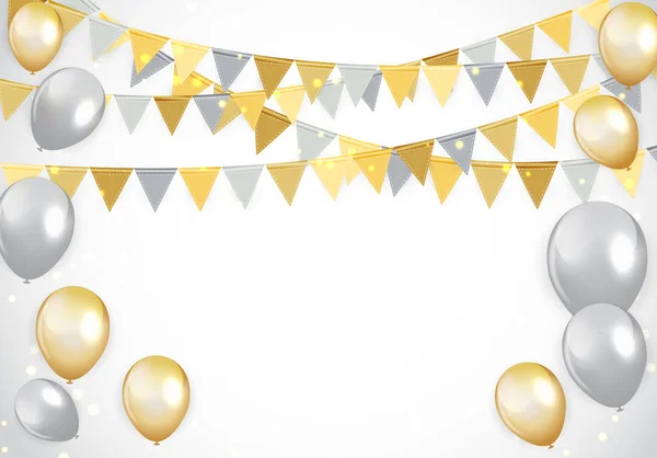 Brilhante feliz aniversário balões fundo Vector Ilustração — Vetor de Stock