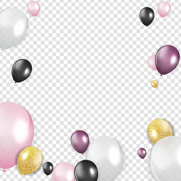 Hochglanz Happy Birthday Luftballons Hintergrund Vektor Illustration — Stockvektor