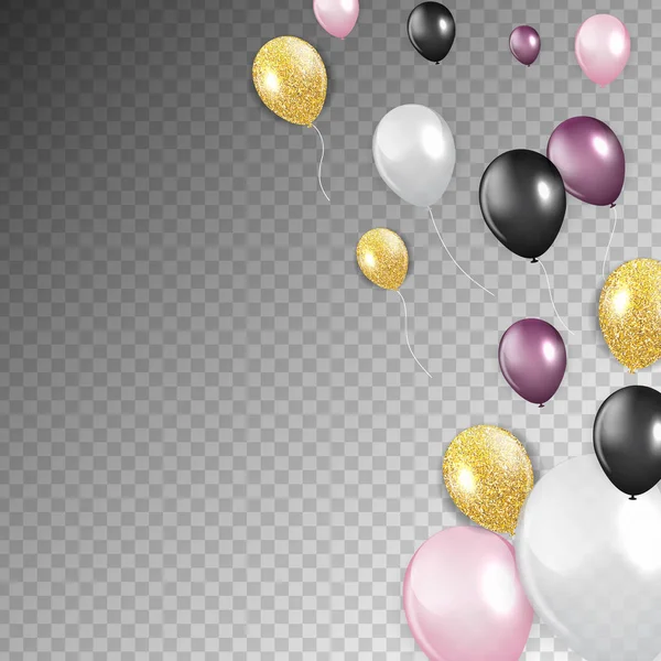 有光泽的快乐生日气球背景矢量图 — 图库矢量图片