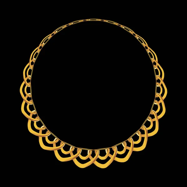 Złoty łańcuch Biżuteria na czarnym tle. Ilustracja wektorowa — Wektor stockowy