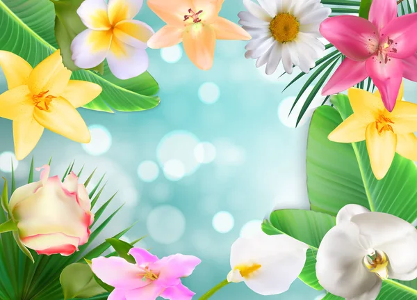 こんにちは夏自然花の背景ベクトル図 — ストックベクタ