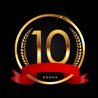 Şablon Logosu 10 Yıl Yıldönümü Vektör İllüstrasyonu