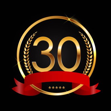 Şablon Logosu 30 Yıl Yıldönümü Vektör İllüstrasyonu