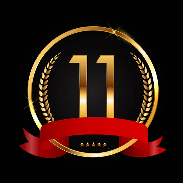 Ilustracja wektorowa rocznica szablon Logo 11 lat — Wektor stockowy