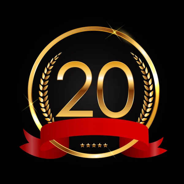 テンプレートロゴ20周年記念ベクトルイラスト — ストックベクタ