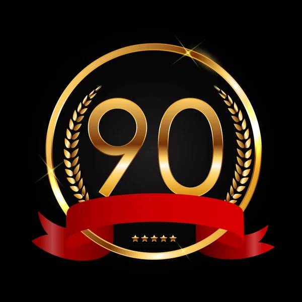 Logo de la plantilla 90 Años Aniversario Vector Ilustración — Vector de stock