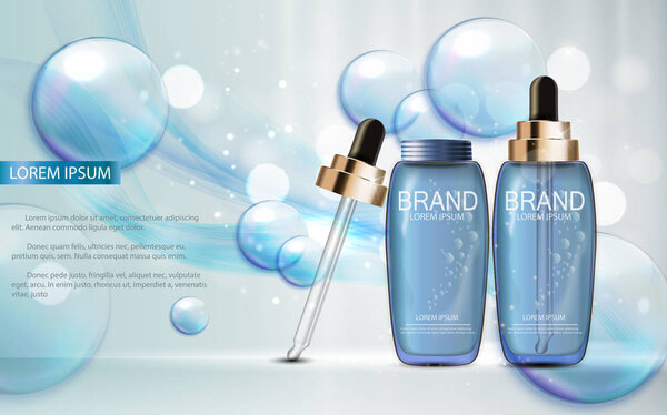 Дизайн косметики Шаблон продукта для объявлений или фона журнала. 3D-реалистичная векторная иллюстрация
