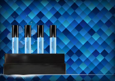 Reklamlar veya dergi arka plan canlandırıcı Serum şişesi şablonu. 3D gerçekçi vektör Iillustration