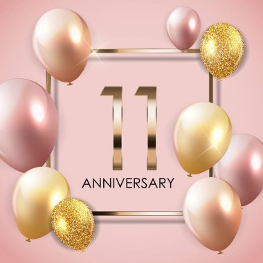 Template 11 Years Anniversary Background with Balloons Vector Illustration clipart