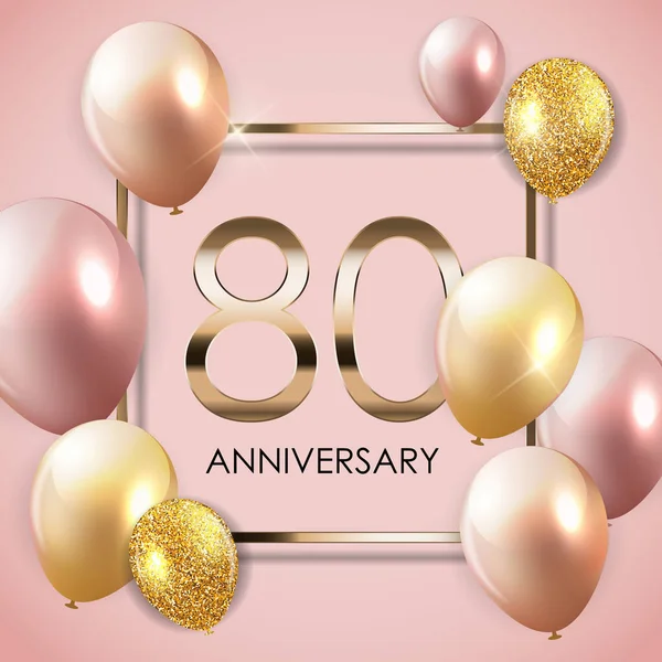 Sjabloon 90 jaar verjaardag achtergrond met ballonnen vectorillustratie — Stockvector