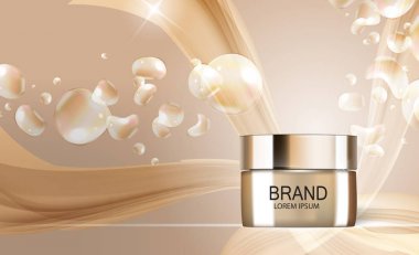 Tasarım kozmetik ürün şablonu reklamlar veya dergi arka plan için. 3D gerçekçi vektör Iillustration