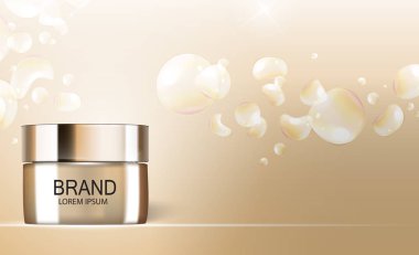 Tasarım kozmetik ürün şablonu reklamlar veya dergi arka plan için. 3D gerçekçi vektör Iillustration