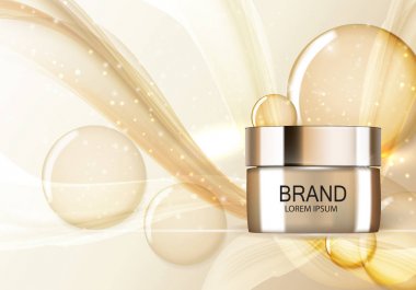 Tasarım kozmetik ürün şablonu reklamlar veya dergi arka plan için. 3D gerçekçi vektör Iillustration