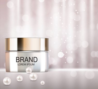 Tasarım kozmetik ürün şablonu reklamlar veya dergi arka plan için. 3D gerçekçi vektör Iillustration