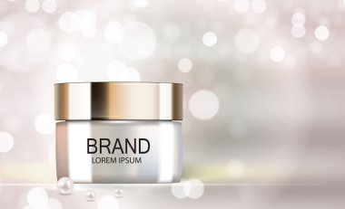 Tasarım kozmetik ürün şablonu reklamlar veya dergi arka plan için. 3D gerçekçi vektör Iillustration