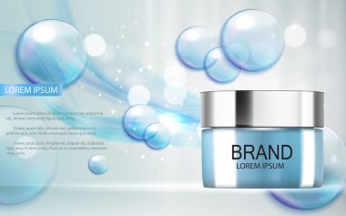 Tasarım kozmetik ürün şablonu reklamlar veya dergi arka plan için. 3D gerçekçi vektör Iillustration