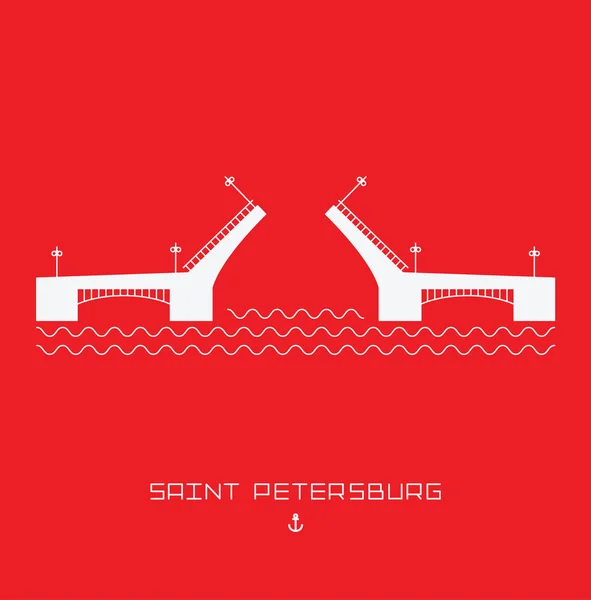 Palace Bridge - symbol för Sankt Petersburg, Ryssland. Enkel linje. Vektorillustration. — Stock vektor