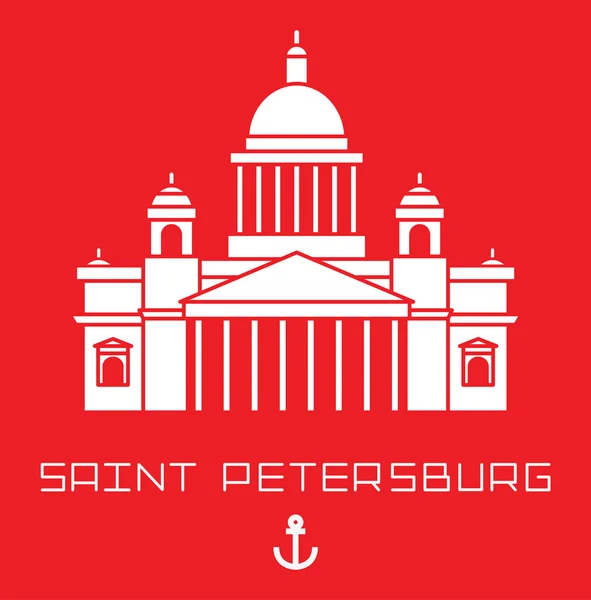 Isaac Cathedral in Saint Petersburg Russia. Modern linear minimalist icon. Line sightseeing concept — Stock Vector