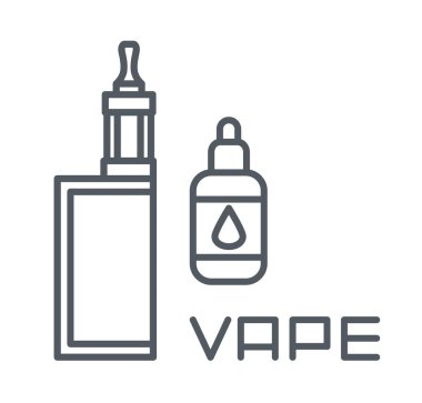 Vape basit bir set vektör hat simgeler, elektronik sigara ve sıvı ile ilgili