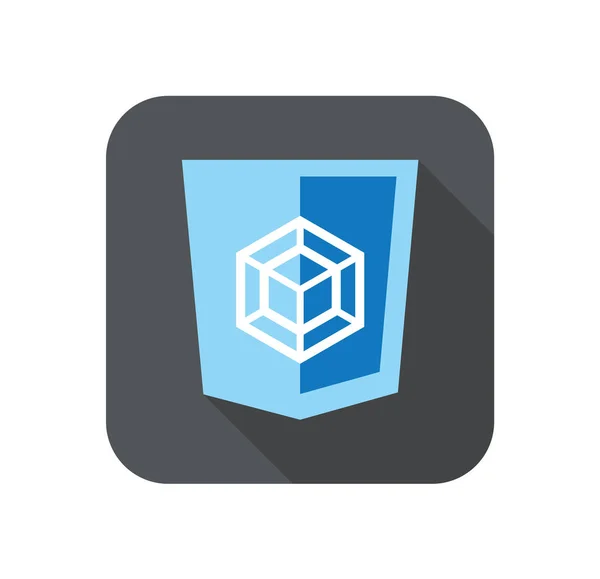 Zarejestruj wektor web rozwoju blue shield - html5 w stylu znaczek z kwadratowy kształt. ikona na białym tle — Wektor stockowy