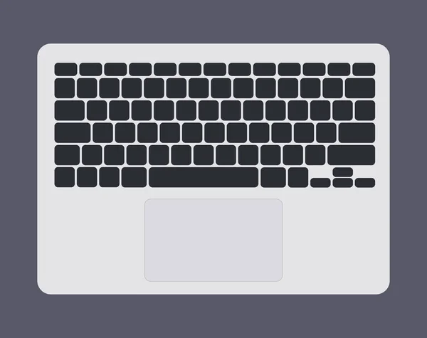 Keyboard komputer laptop putih dengan tombol hitam gambar vektor grafis terisolasi - Stok Vektor