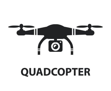 Grafik tasarım illüstrasyon izole dron quadcopter kamera siyah simge