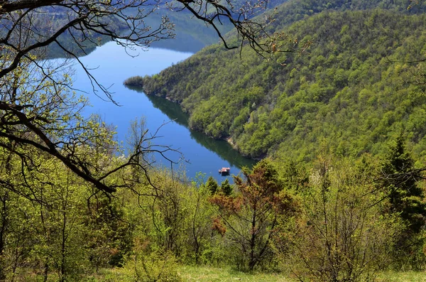 Vacha dam in Rodopegebergte bergen, Bulgarije — Stockfoto