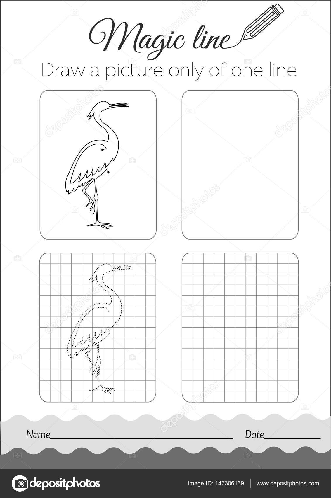 Airone di libro da colorare nero — Vettoriale Stock