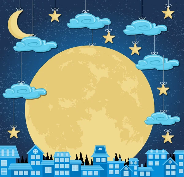 Big moon over the city. Royalty Free Stock Illustrations