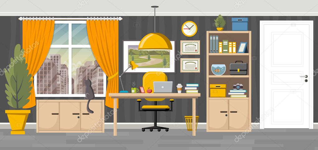 Office workspace background with desk