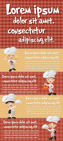 Fondos de folleto vectorial con cocina de chefs de dibujos animados . — Vector de stock
